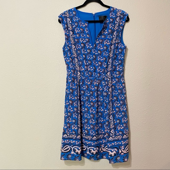 J Crew Blue Silk Floral Sleeveless Scarf Mini Dress 8 - Picture 2 of 10